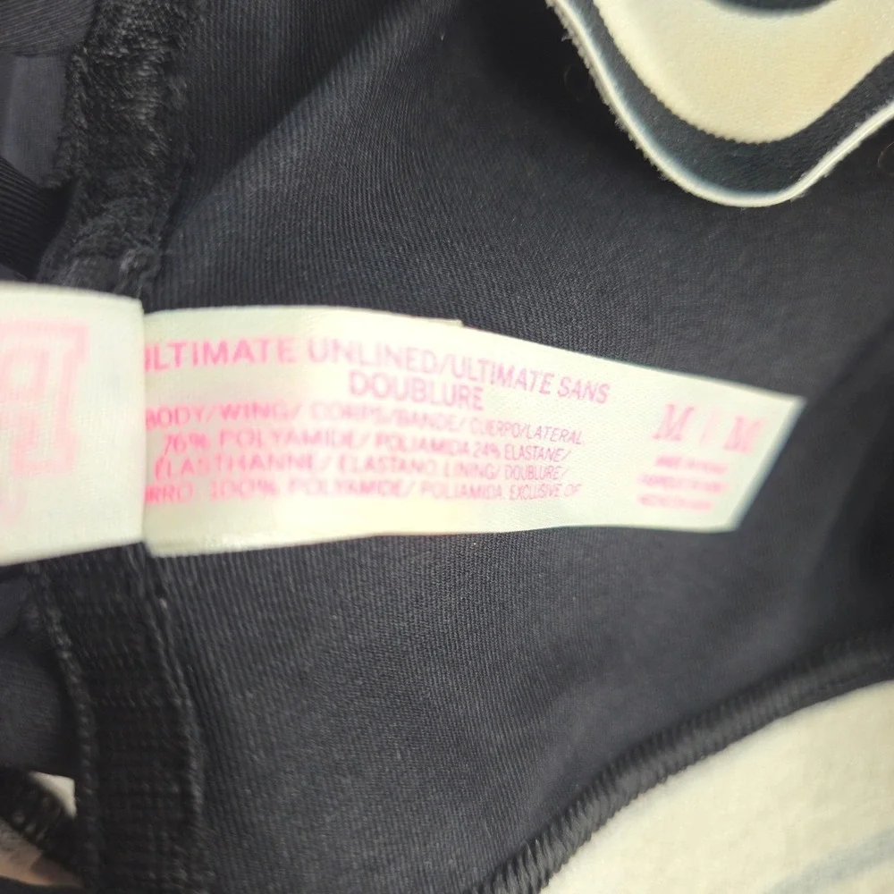 PINK Victoria's Secret‎ Ultimate Unlined Sports Bra Black Lattice Strappy Medium